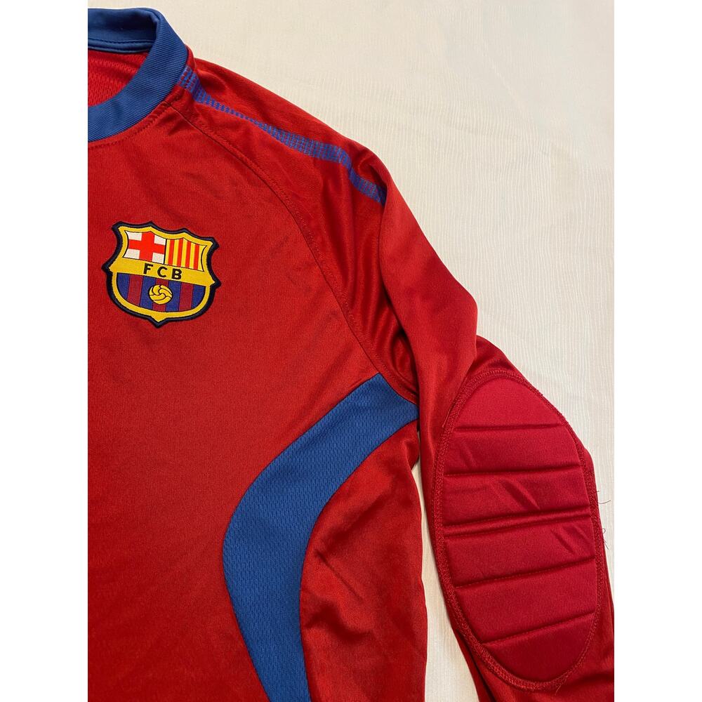 FC Barcelona Goalkeeper Soccer Jersey Mens Medium Large Red Elbow Pads Padded - Picture 4 of 14